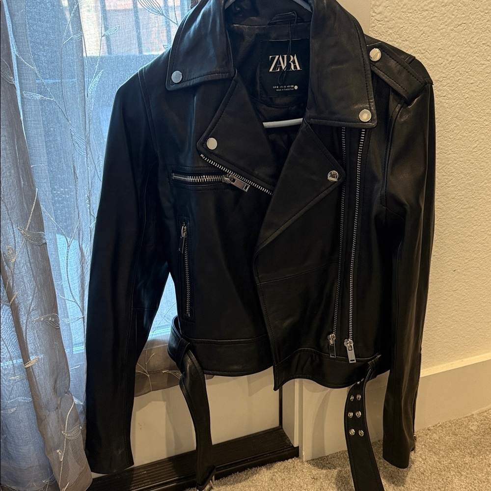 Zara Classic Black Leather Jacket